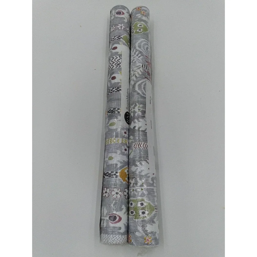 Roommates peel & stick Gray & white pastoral Ikat Patterned Wallpaper - 2 rolls